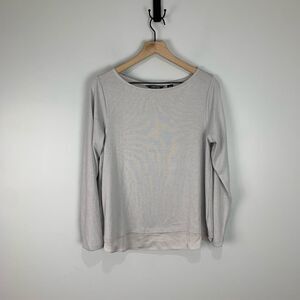 Lands End Petite Silver Sweater With Split Back